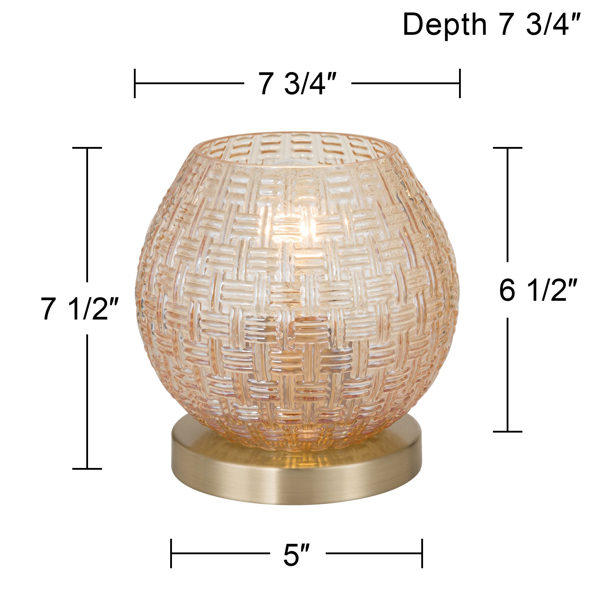 Pia 7 1/2" High Amber Weave Glass Globe Accent Lamp in scene