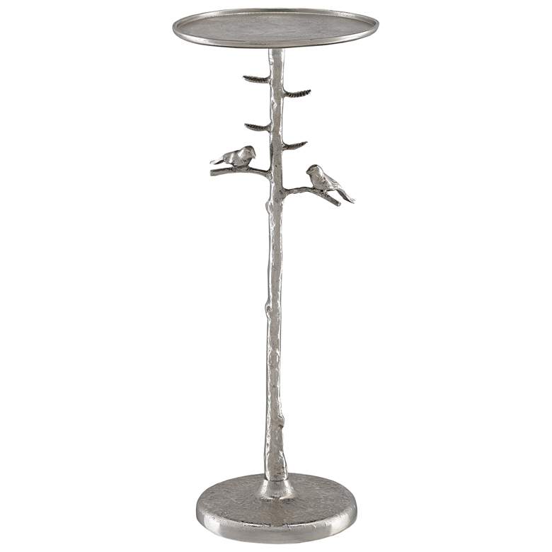 Image 1 Piaf 25 inch High Polished Nickel Song Birds Pedestal Table