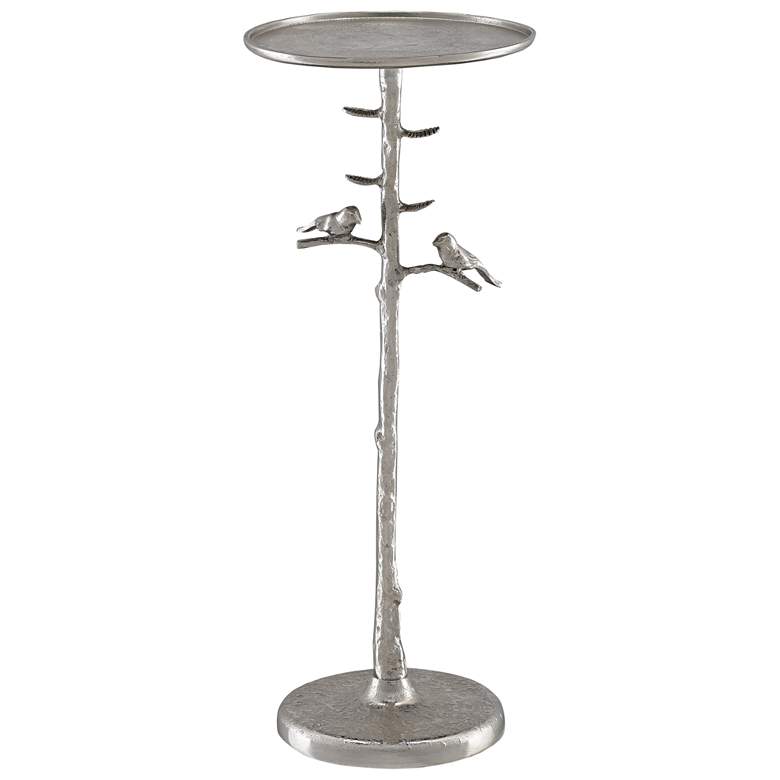 Image 1 Piaf 25" High Polished Nickel Song Birds Pedestal Table