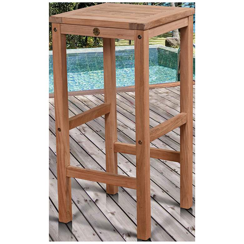 Image 1 Piatto 30 inch Teak Wood Backless Square Outdoor Patio Barstool