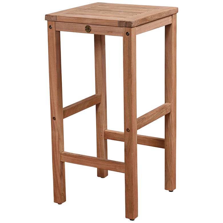 Image 2 Piatto 30" Teak Wood Backless Square Outdoor Patio Barstool more views