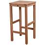 Piatto 30" Teak Wood Backless Square Outdoor Patio Barstool