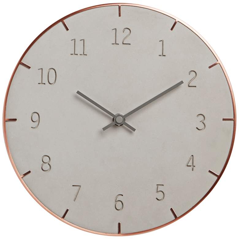 Image 1 Piatto Concrete and Copper 10 inch Round Wall Clock