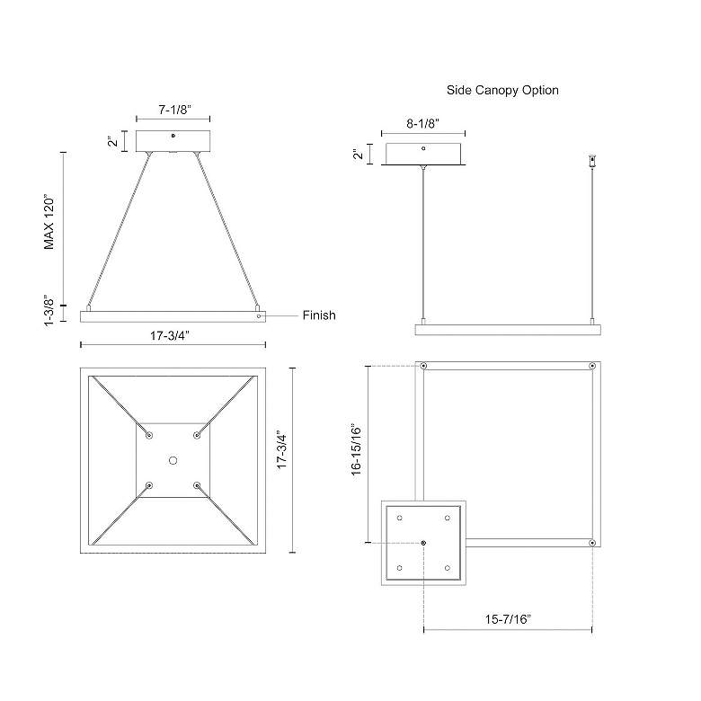 Image 4 Piazza 17 3/4" Wide Black LED Square Pendant Light more views