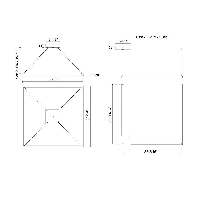Image 4 Piazza 35 1/2" Wide Black Square LED Pendant Light more views