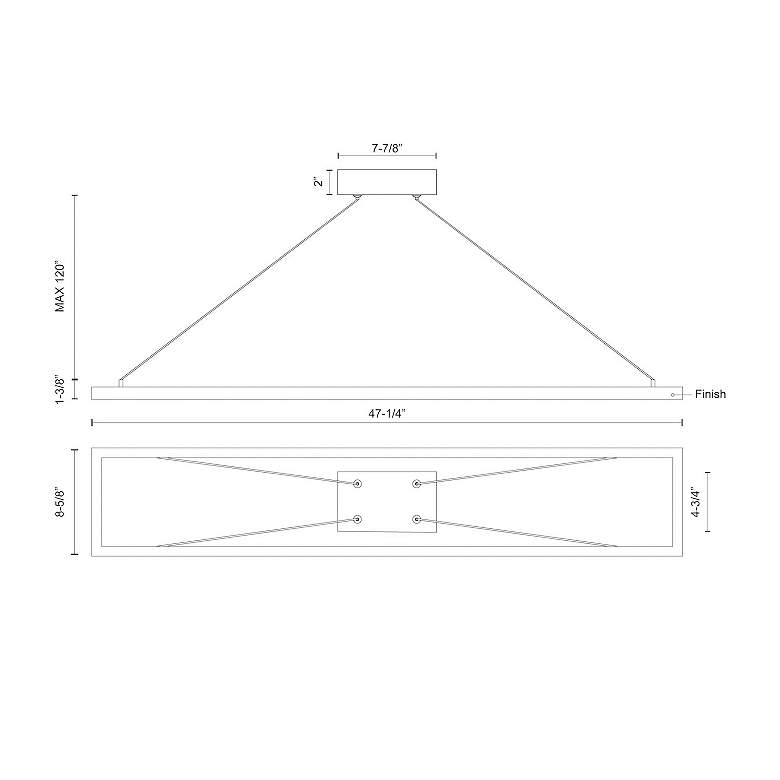 Image 4 Piazza 47 1/4" Wide Black LED Linear Pendant more views