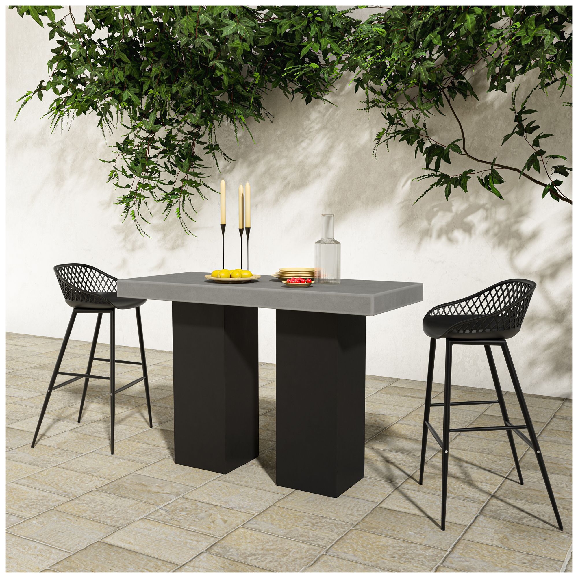 Piazza Outdoor Barstool Black - Set Of Two