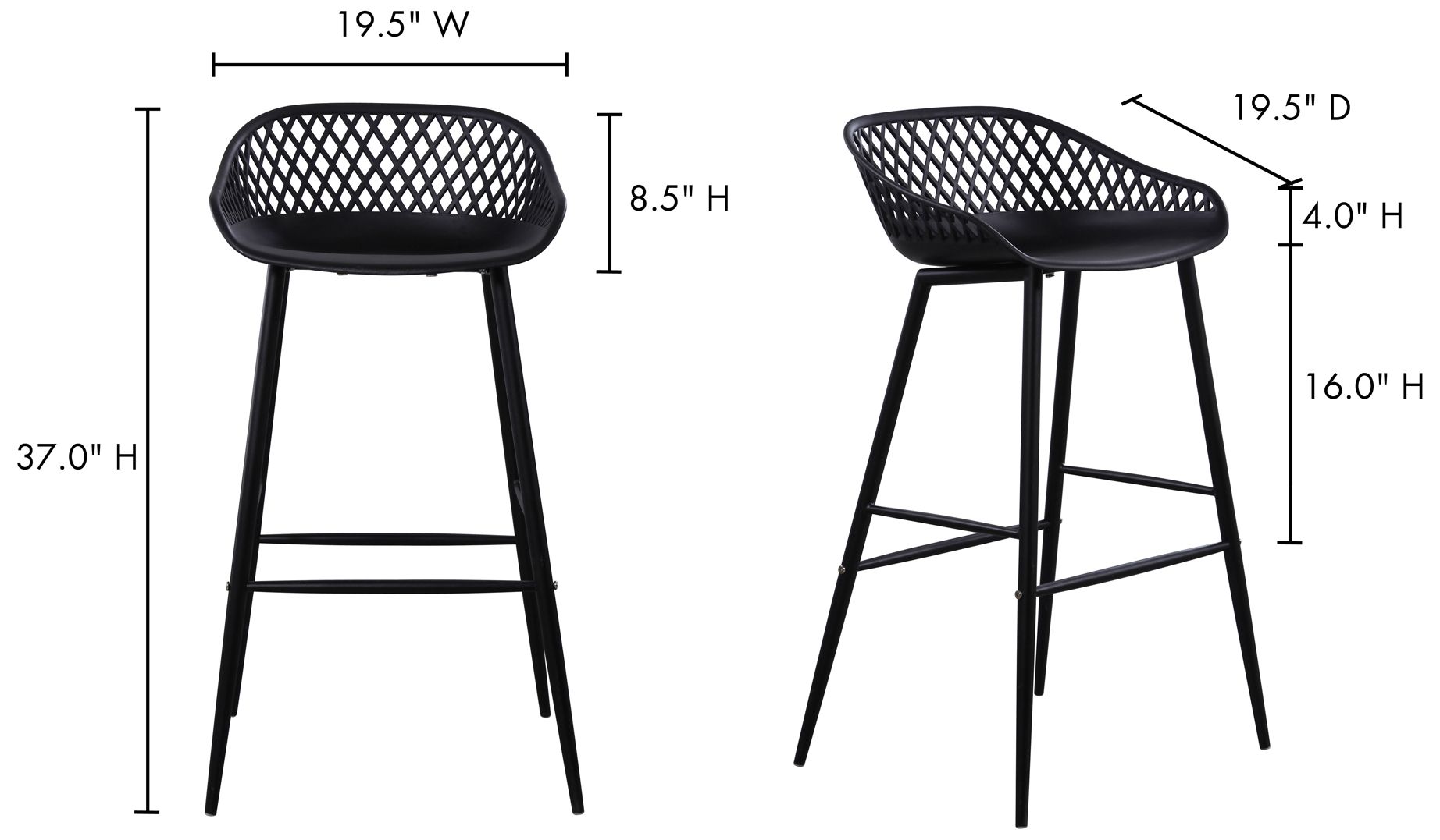 Piazza Outdoor Barstool Black - Set Of Two