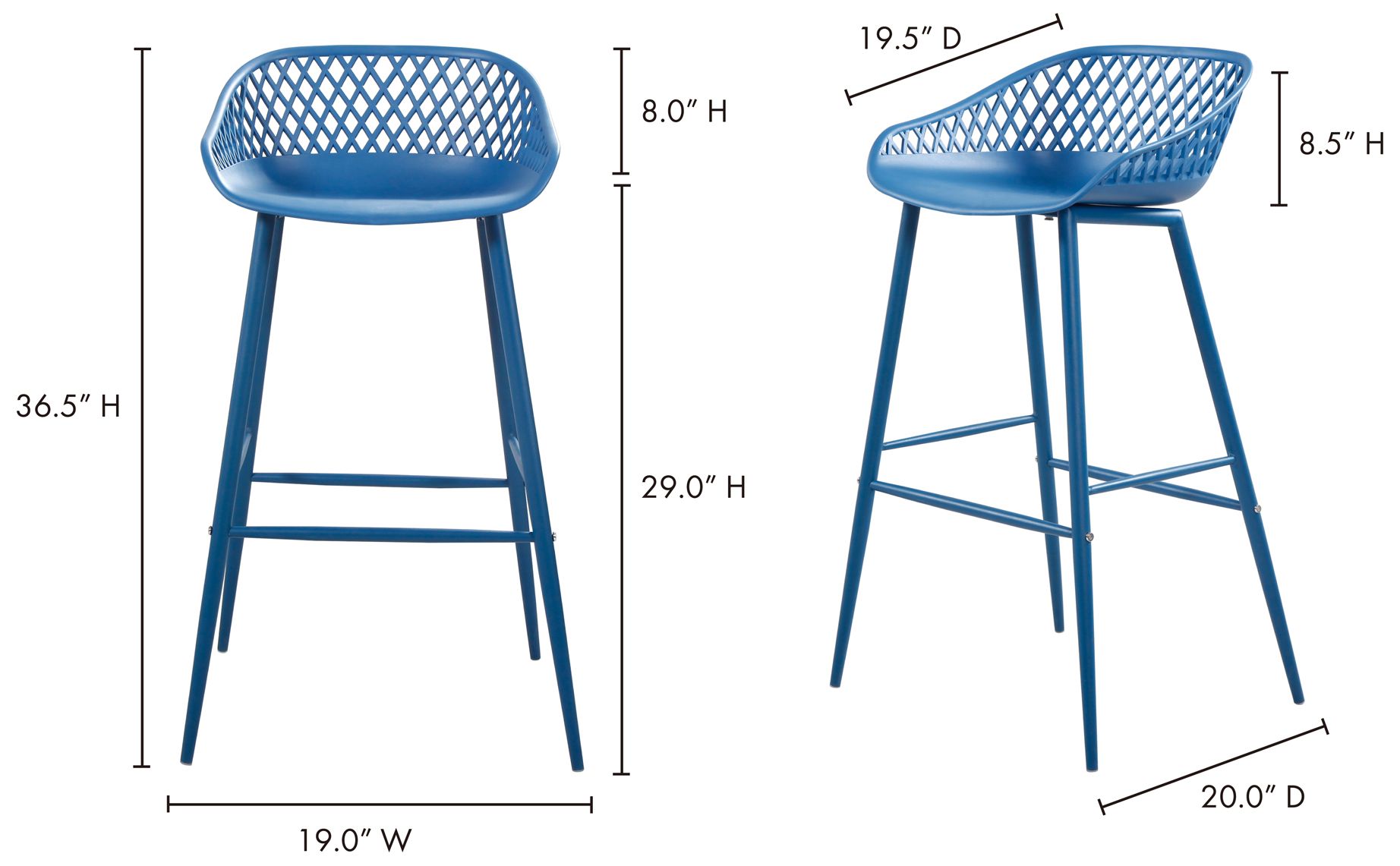 Piazza Outdoor Barstool Blue - Set Of Two