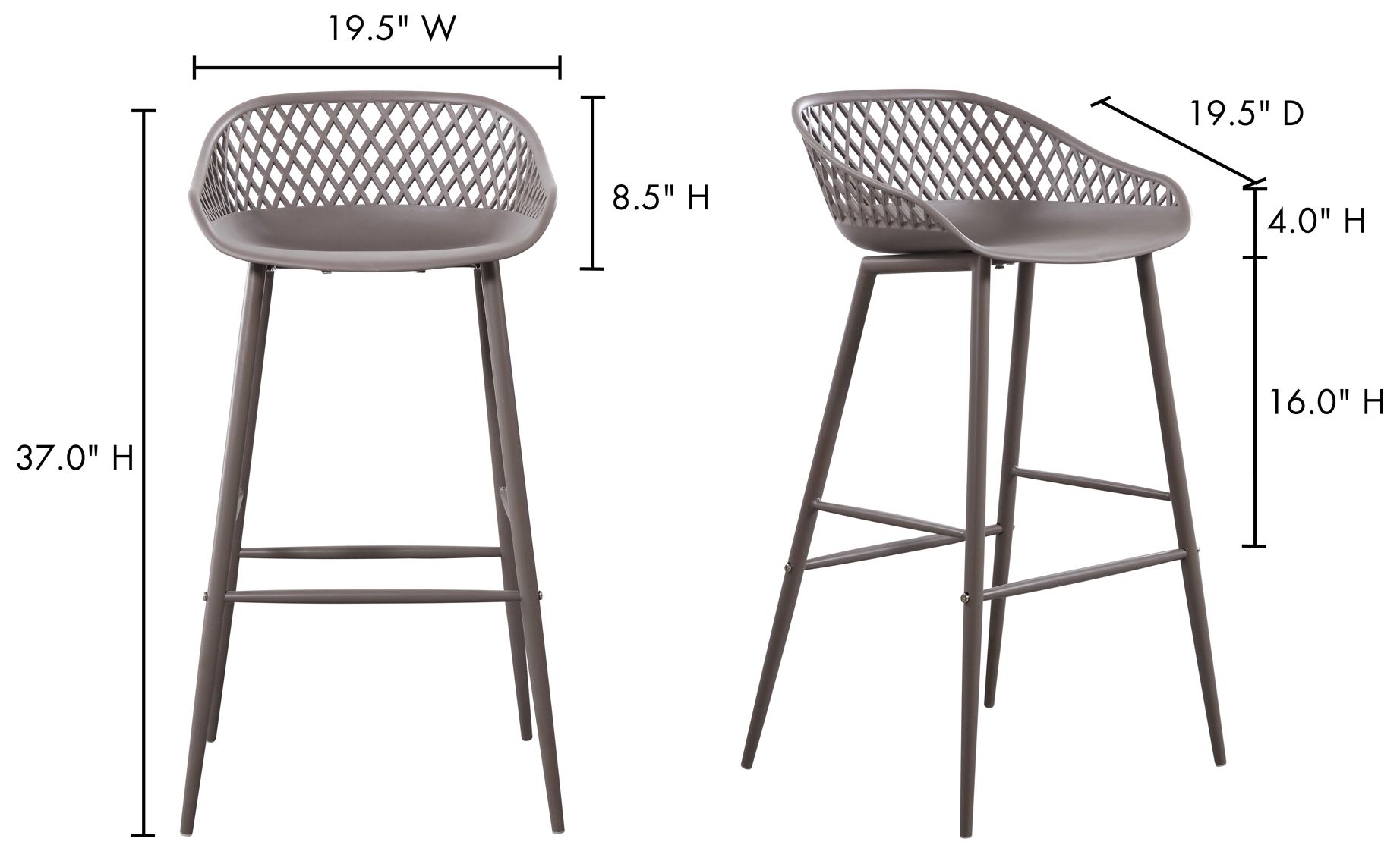 Piazza Outdoor Barstool Grey - Set Of Two