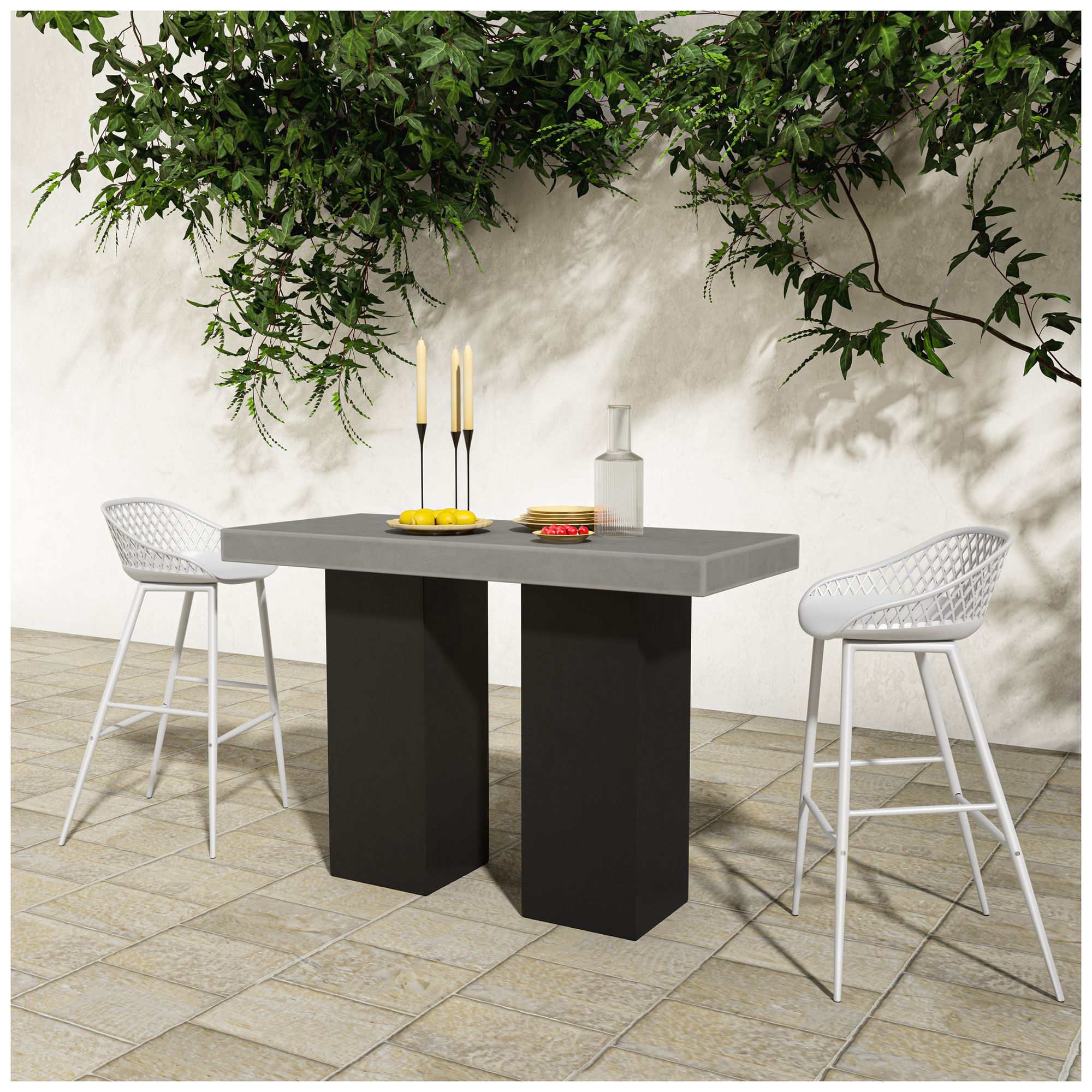 Piazza Outdoor Barstool White - Set Of Two