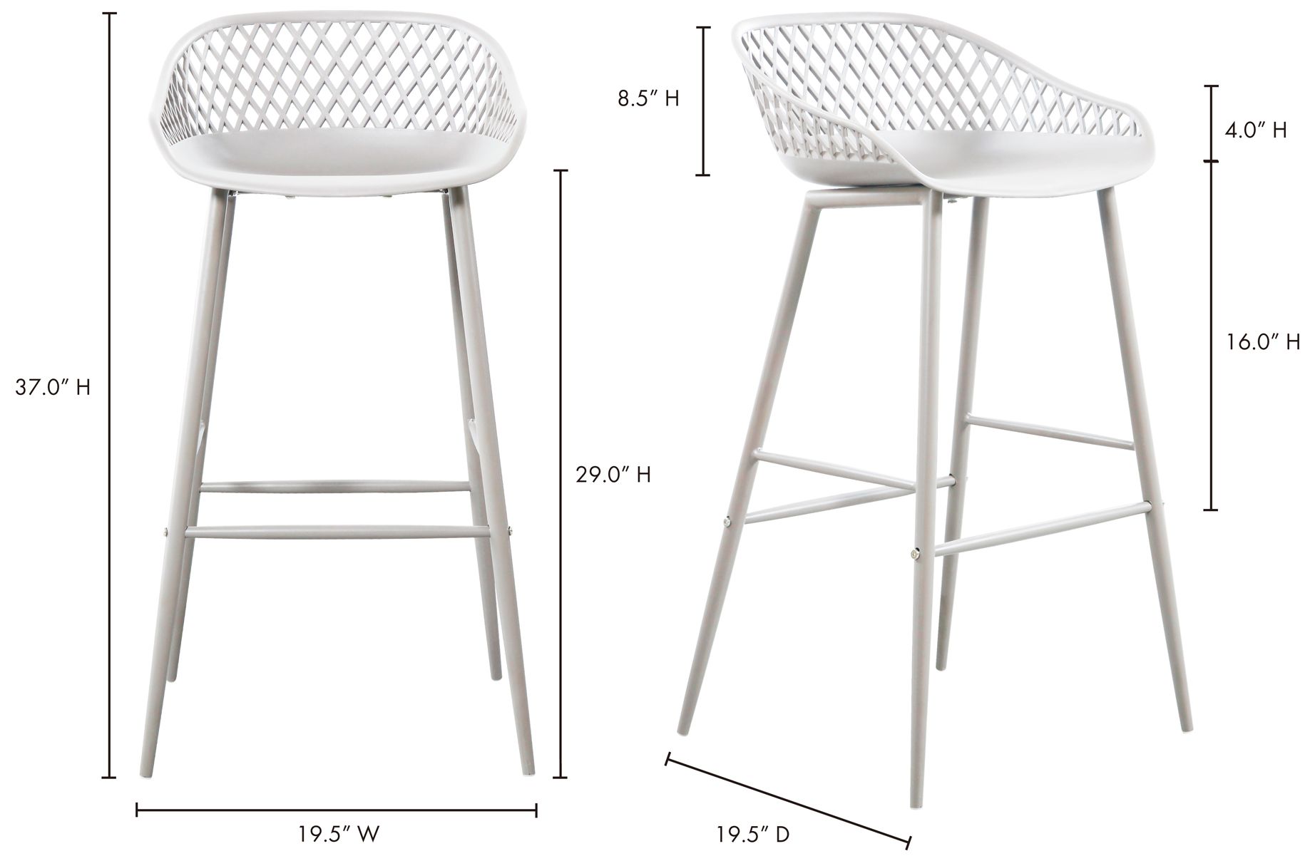 Piazza Outdoor Barstool White - Set Of Two