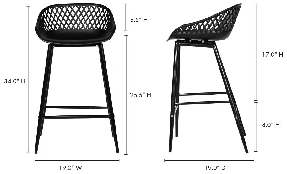 Piazza Outdoor Counter Stool Black - Set Of Two
