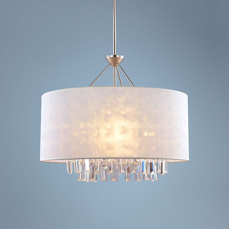 Image 1 Piccadilly 5-Light Nickel and White 22 1/2 inchW Pendant Light