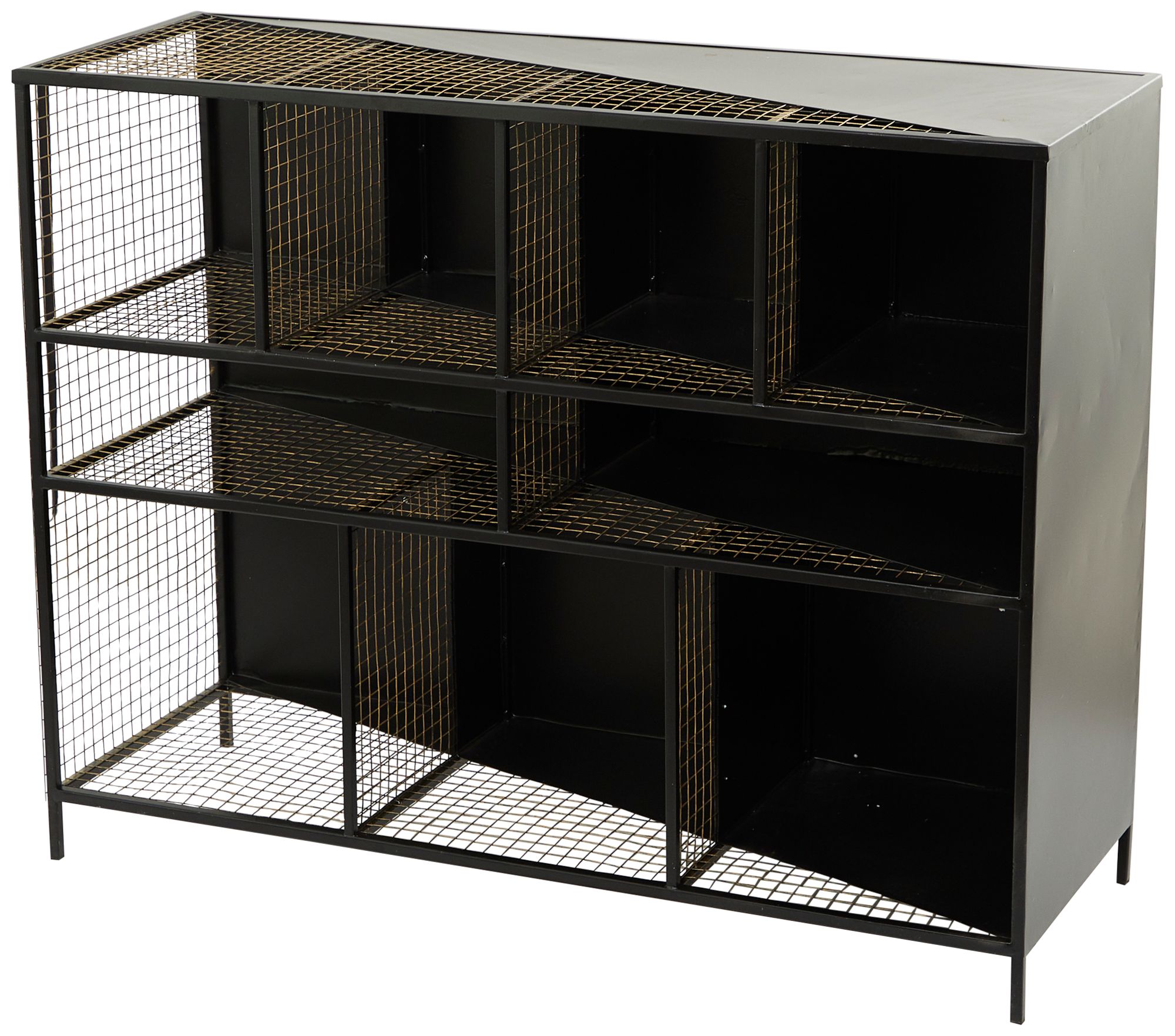 Image 2 Piccato 39 1/2"W Black Metal 9-Shelf Cupboard Console Table