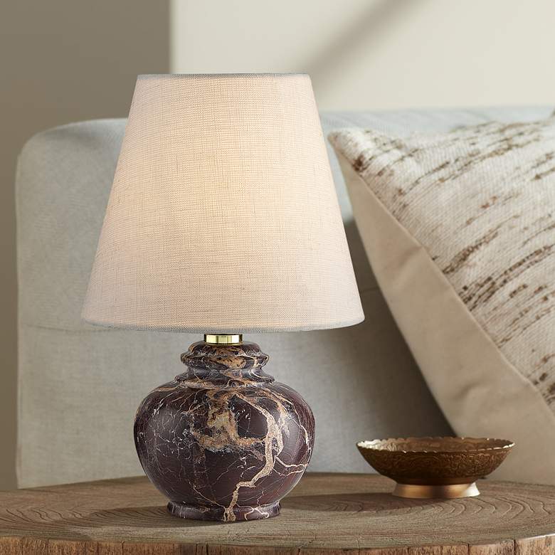 Image 1 Piccolo 9" High Brown Marble Mini Accent Table Lamp