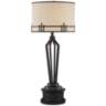 Picket Oil-Rubbed Bronze USB Table Lamp With Black Round Riser