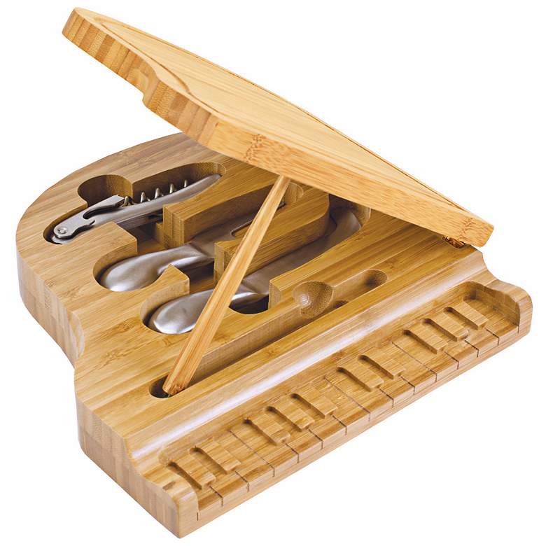 Image 1 Picnic Time Grand Piano Wood Cutting Board and Tools
