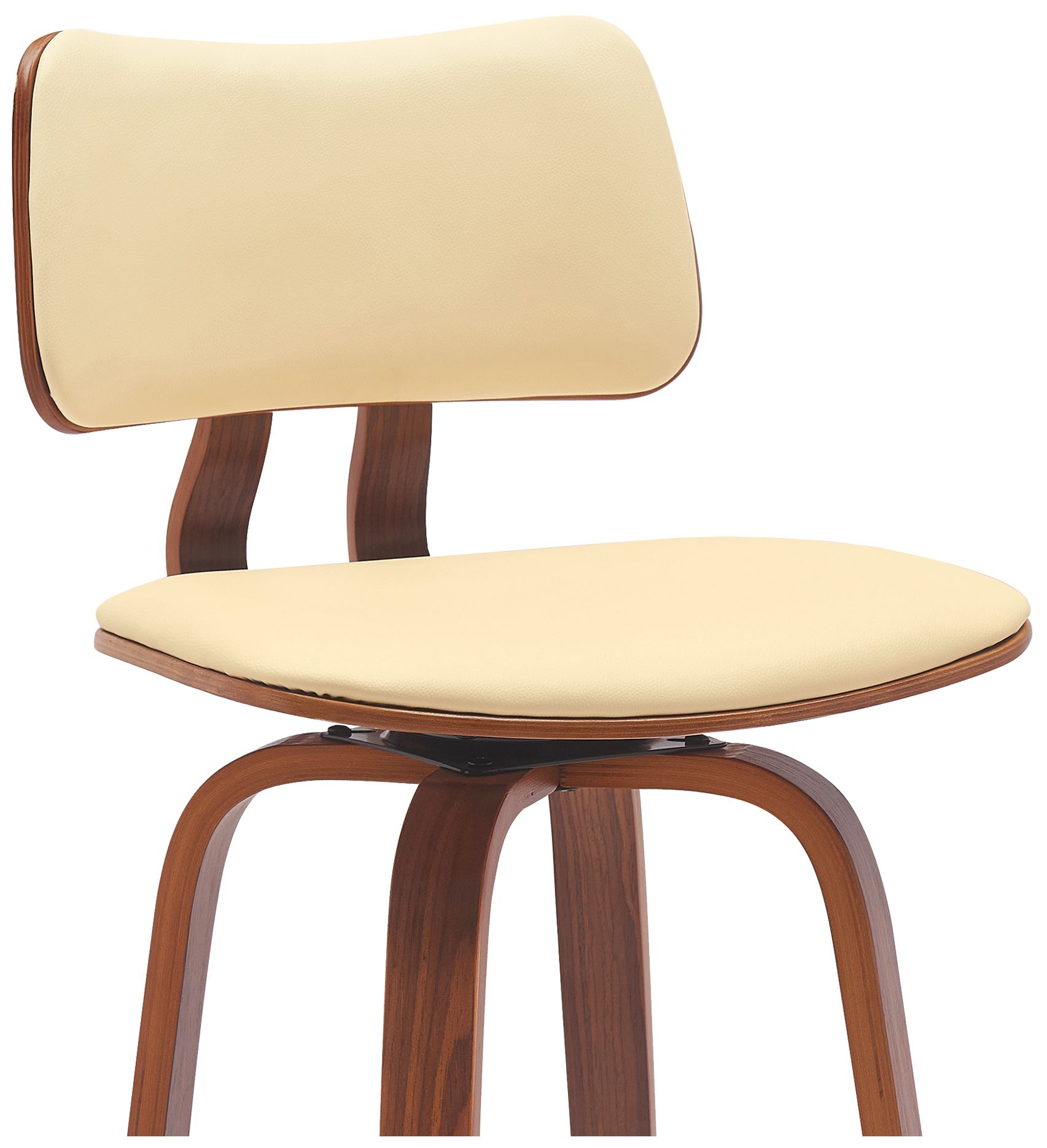Image 5 Pico 26 in. Swivel Barstool in Walnut Wood, Chrome and Cream Faux Leather more views