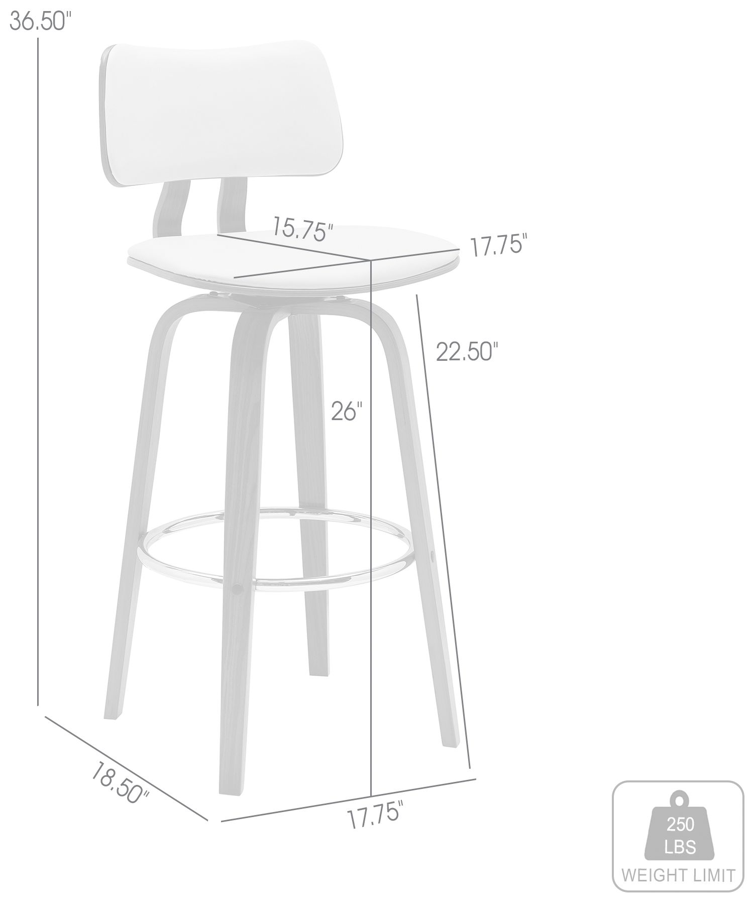 Pico 26 in. Swivel Barstool in Walnut Wood, Chrome and Cream Faux Leather