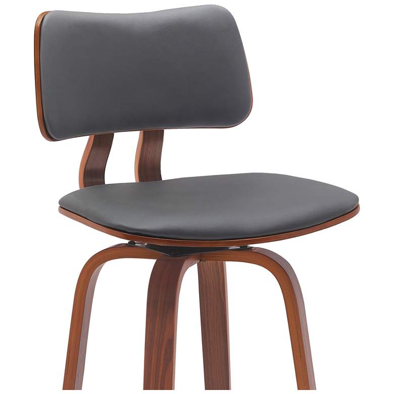 Image 5 Pico 26 in. Swivel Barstool in Walnut Wood, Chrome and Grey Faux Leather more views