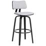 Pico 26 In. Swivel Counter Stool in Black Wood and Light Grey Fabric