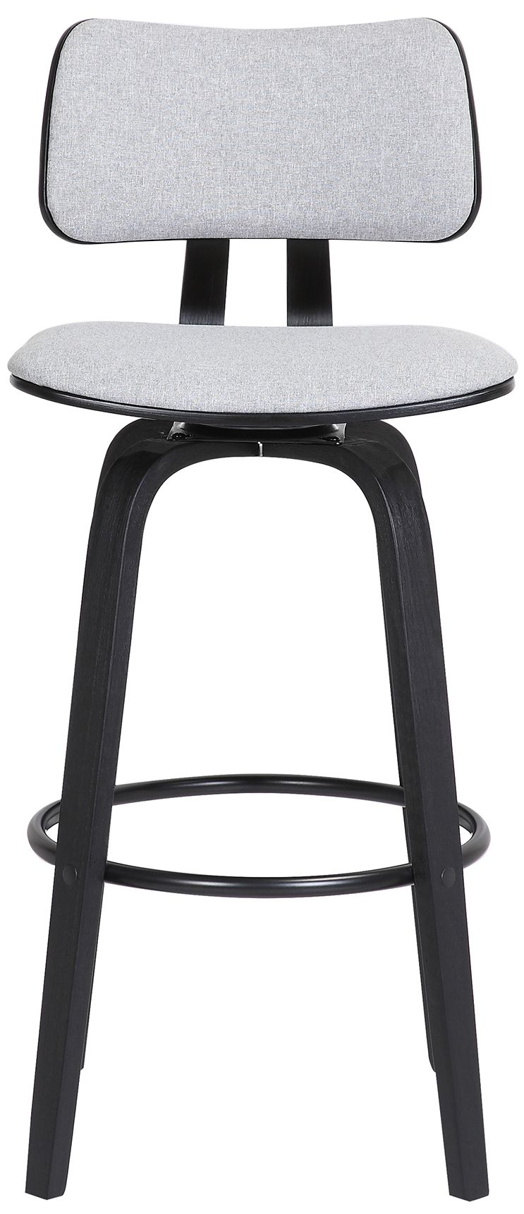 Image 3 Pico 26 In. Swivel Counter Stool in Black Wood and Light Grey Fabric more views