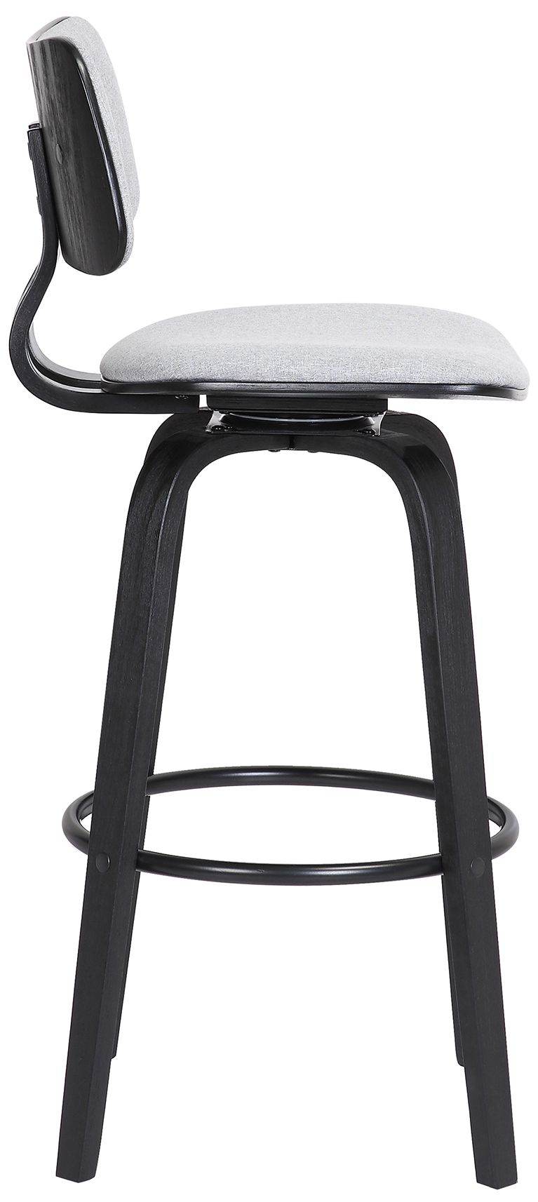 Image 4 Pico 26 In. Swivel Counter Stool in Black Wood and Light Grey Fabric more views