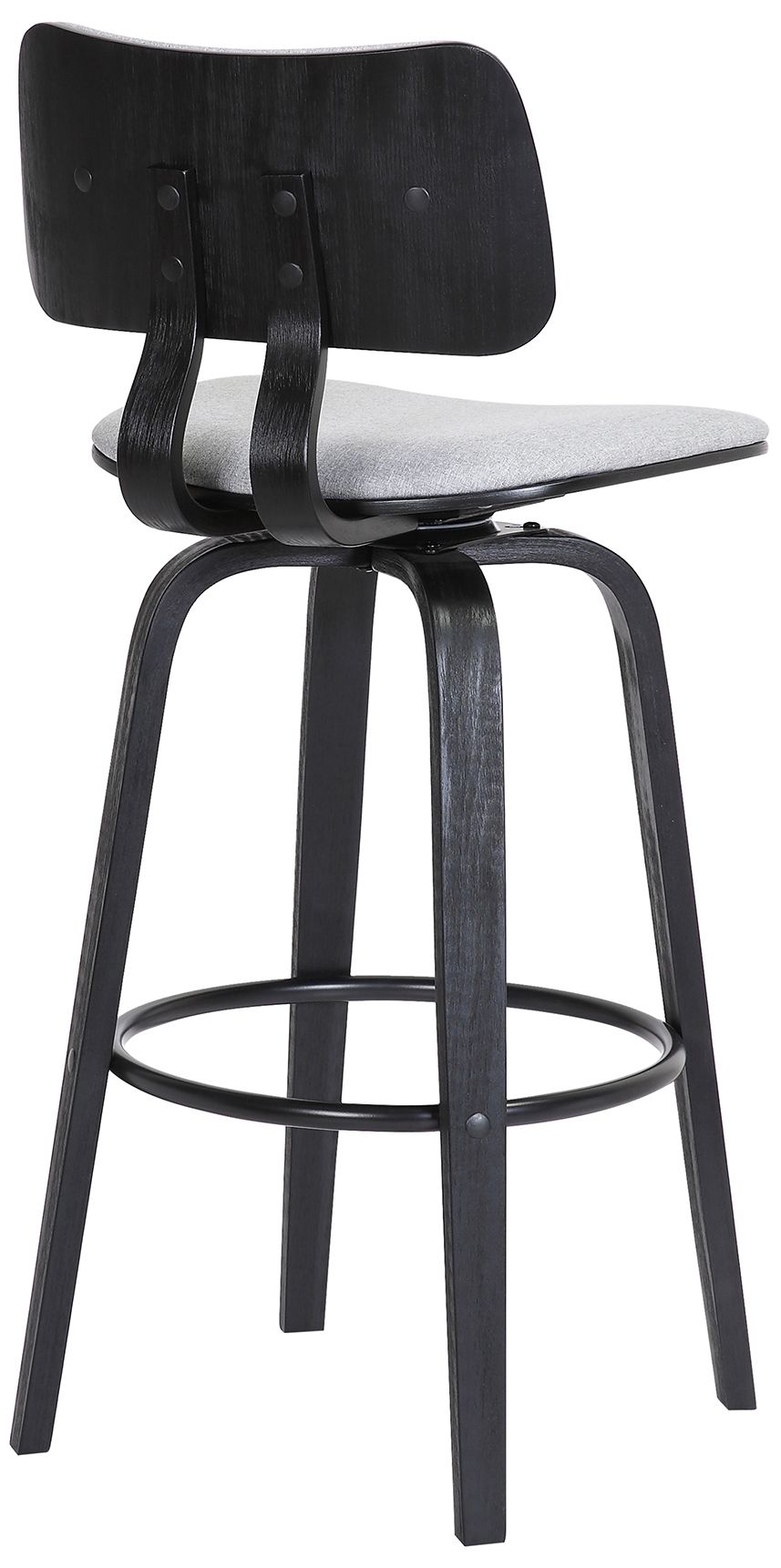 Image 5 Pico 26 In. Swivel Counter Stool in Black Wood and Light Grey Fabric more views