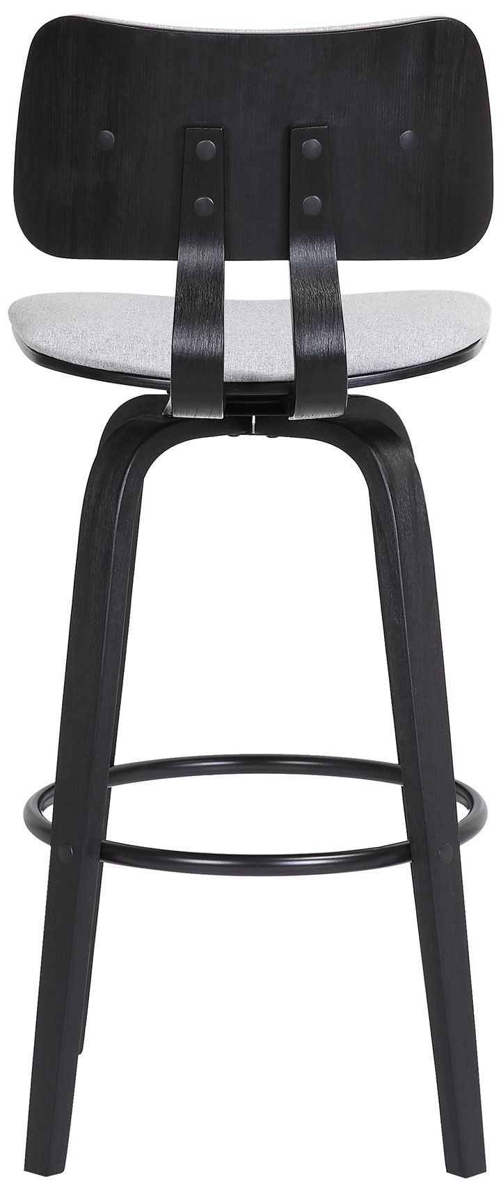 Image 6 Pico 26 In. Swivel Counter Stool in Black Wood and Light Grey Fabric more views