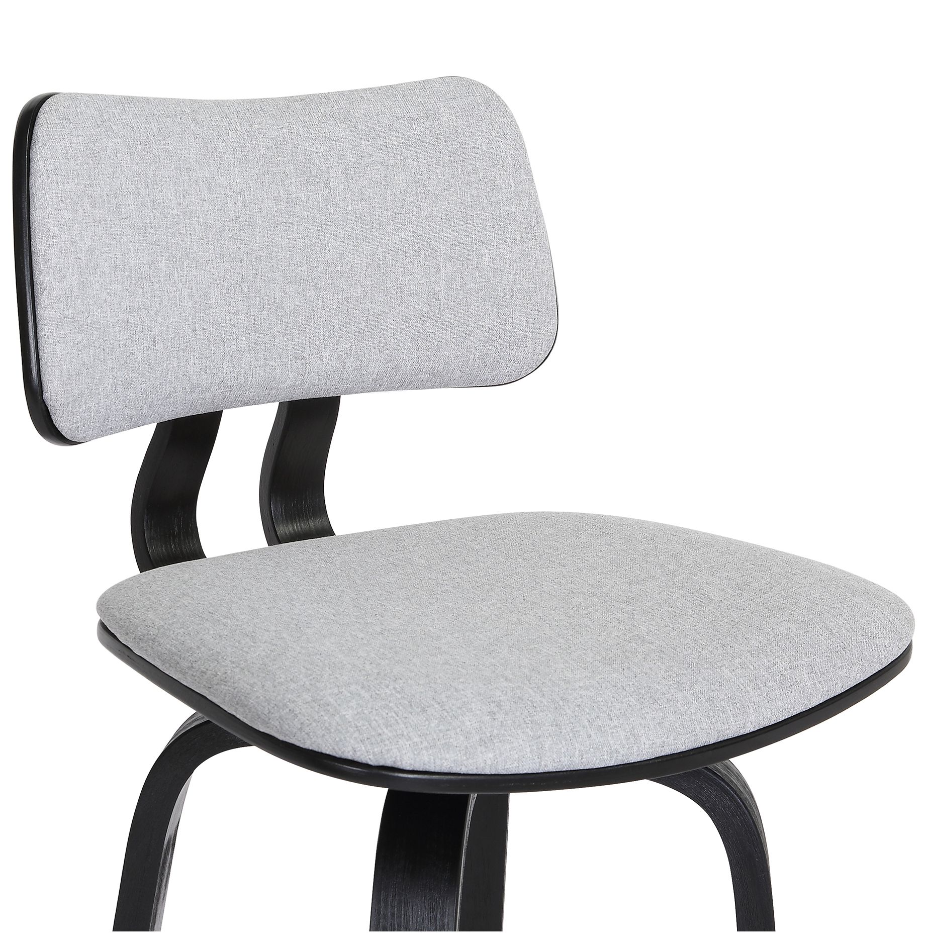 Image 7 Pico 26 In. Swivel Counter Stool in Black Wood and Light Grey Fabric more views