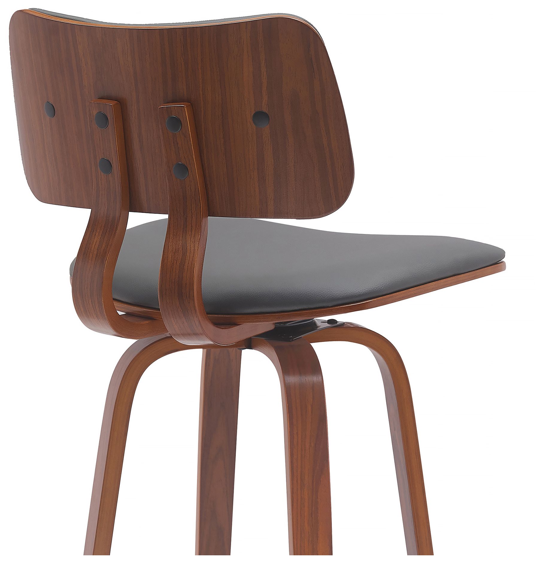 Image 6 Pico 26" Gray Faux Leather and Walnut Swivel Counter Stool more views