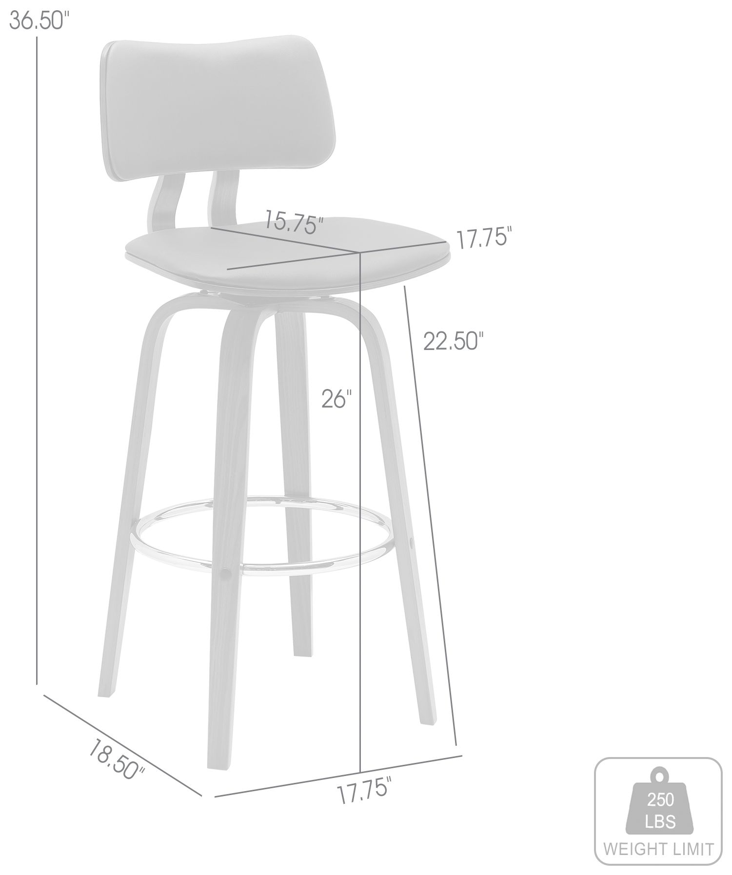 Pico 26" Gray Faux Leather and Walnut Swivel Counter Stool