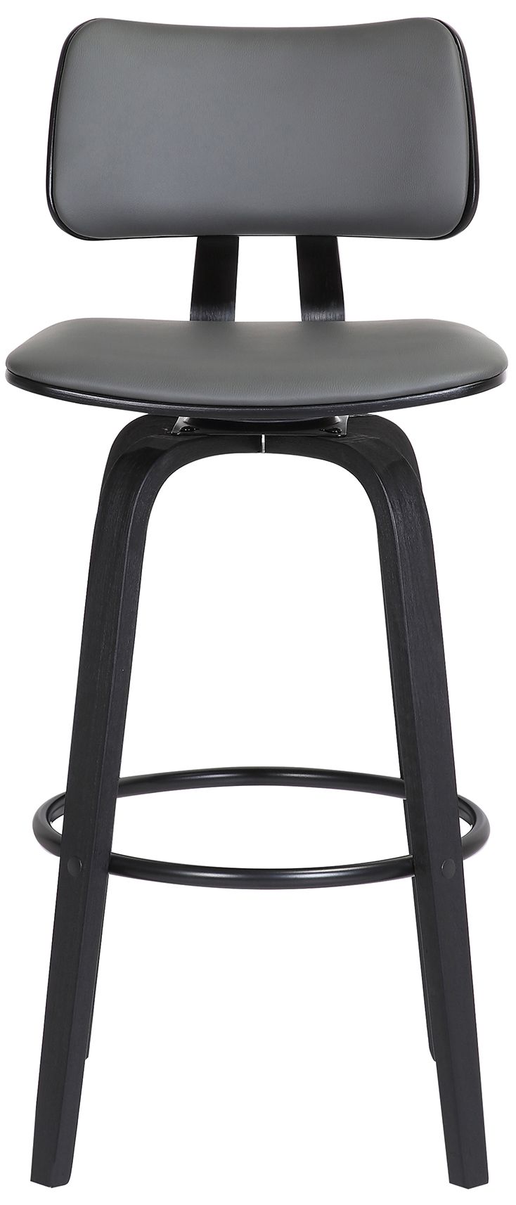 Image 3 Pico 30 In. Swivel Bar Stool in Black Wood and Grey Faux Leather more views