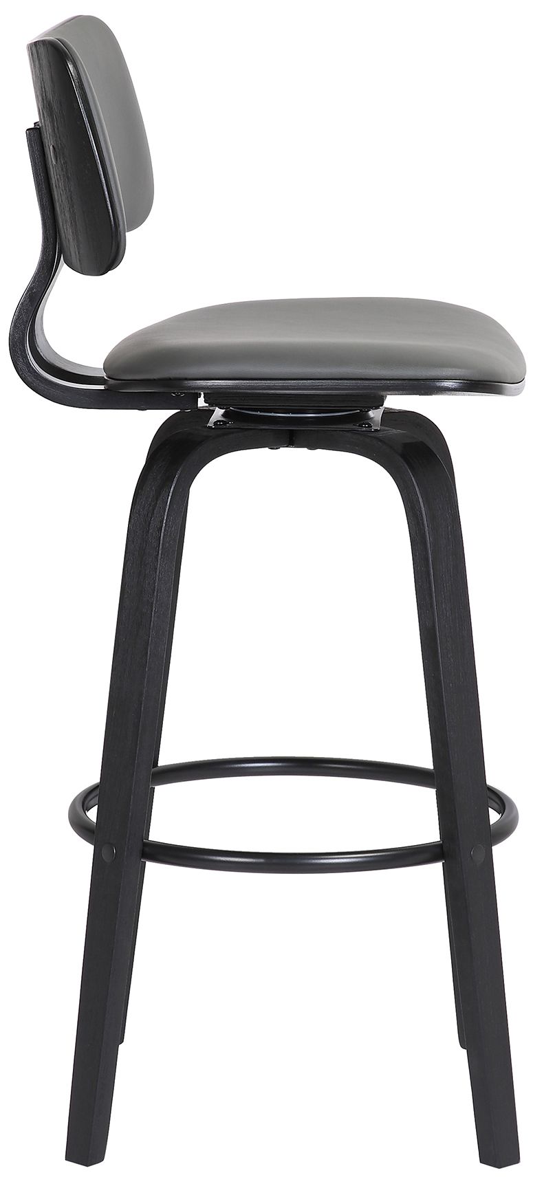 Image 4 Pico 30 In. Swivel Bar Stool in Black Wood and Grey Faux Leather more views