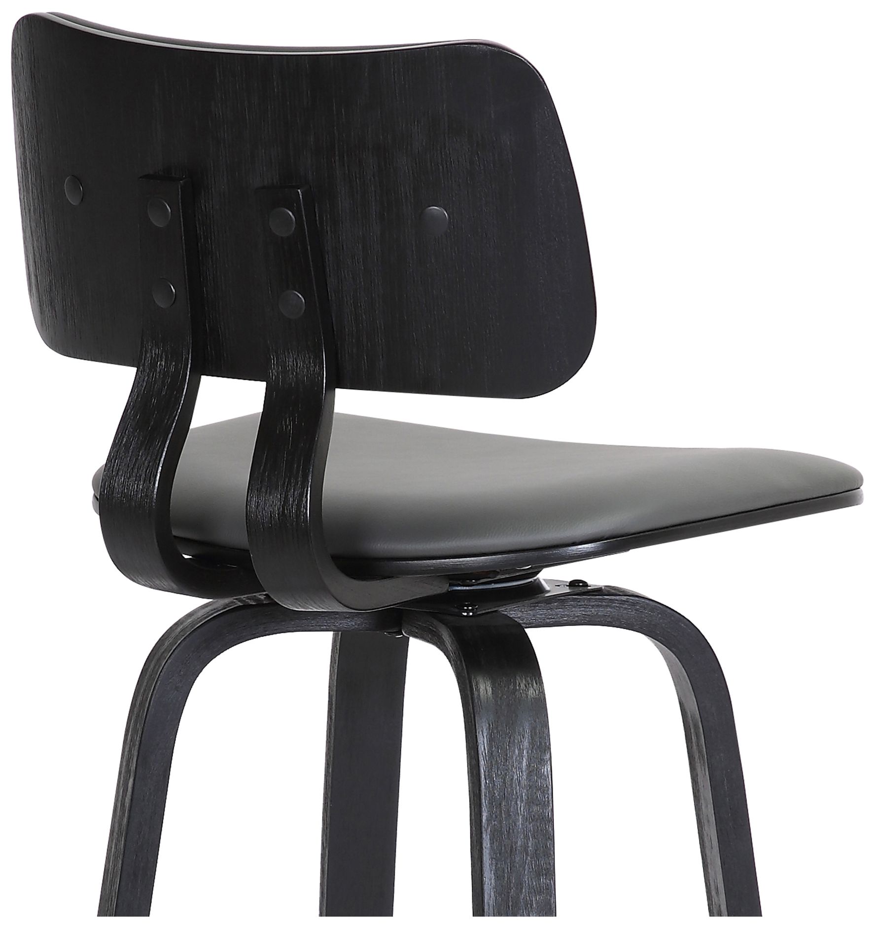 Pico 30 In. Swivel Bar Stool in Black Wood and Grey Faux Leather