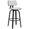 Pico 30 In. Swivel Bar Stool in Black Wood and Light Grey Fabric