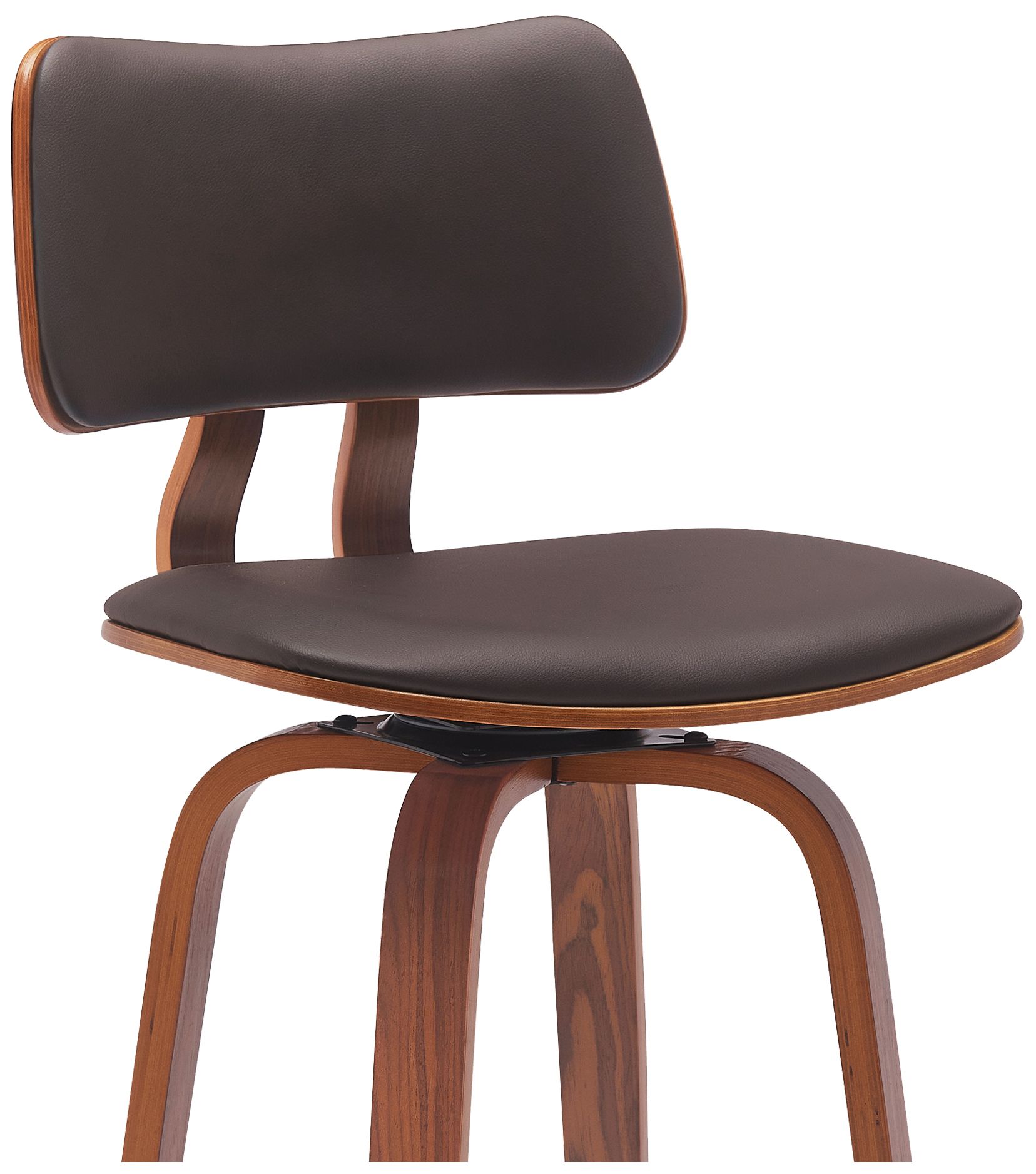 Image 5 Pico 30 in. Swivel Barstool in Walnut Wood, Chrome and Brown Faux Leather more views