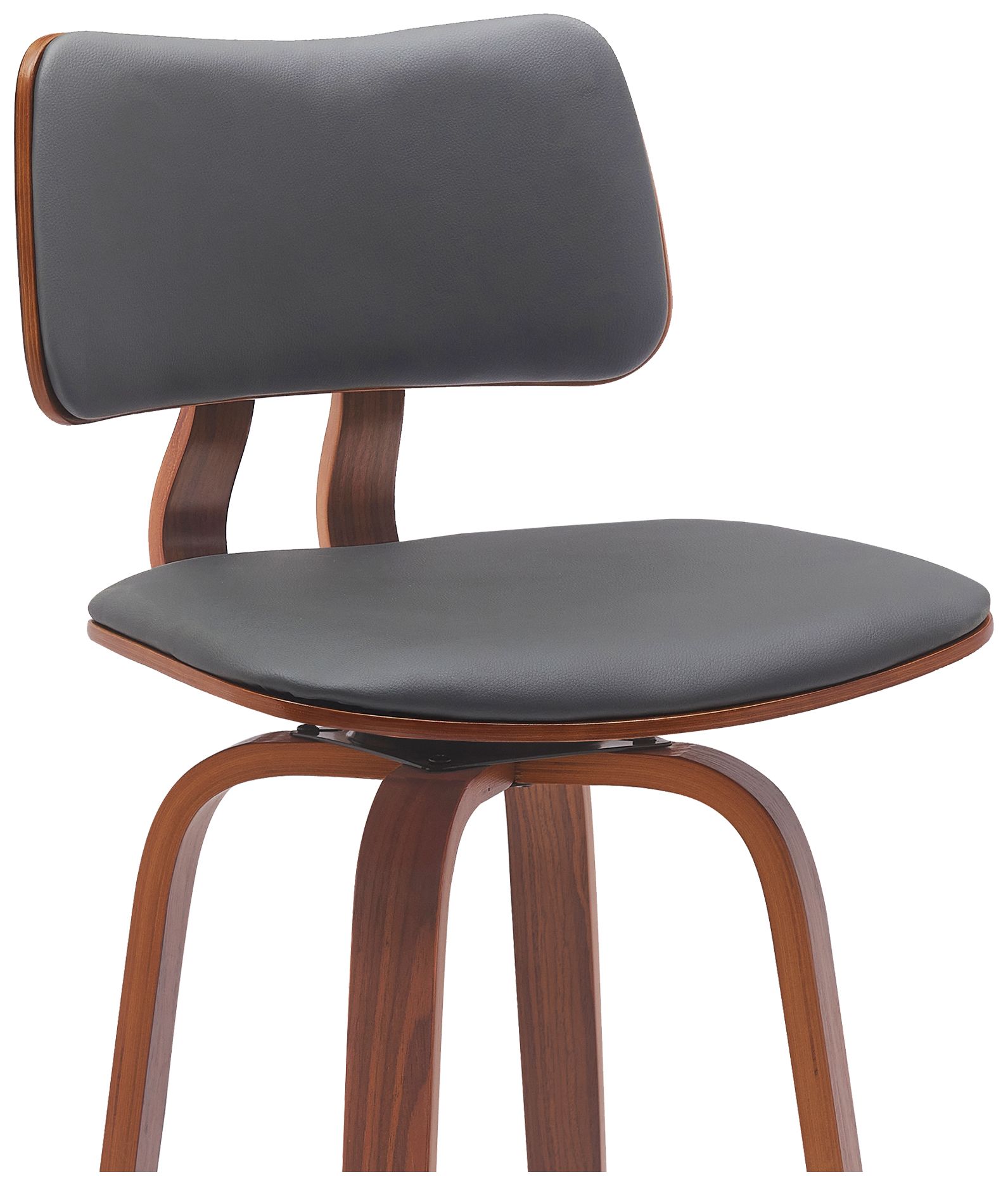Image 5 Pico 30 in. Swivel Barstool in Walnut Wood, Chrome and Grey Faux Leather more views