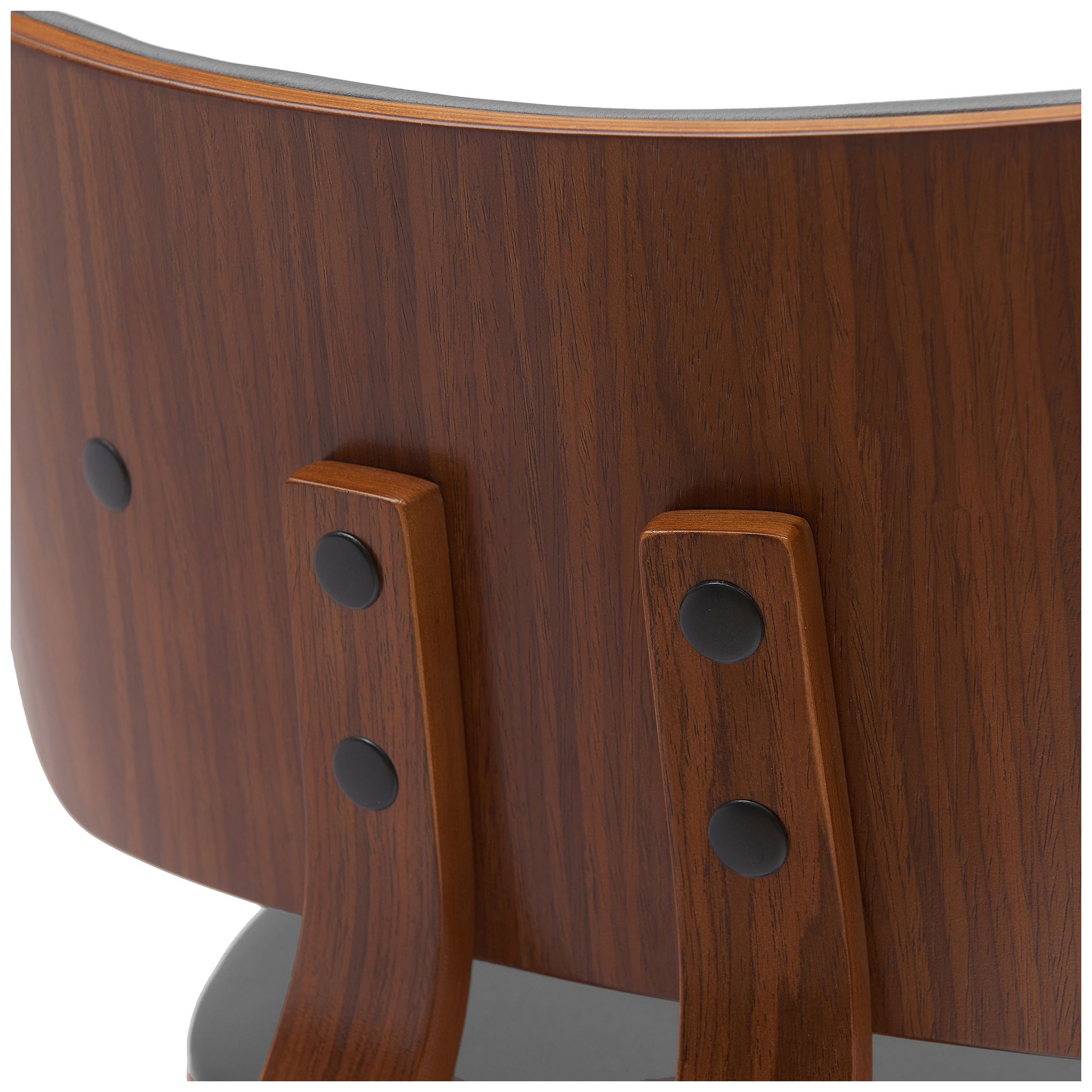 Image 7 Pico 30 in. Swivel Barstool in Walnut Wood, Chrome and Grey Faux Leather more views