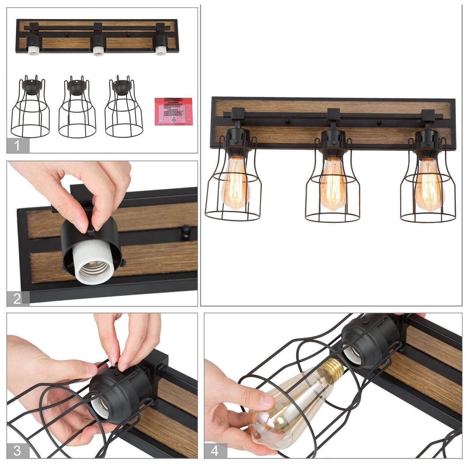 Picuka 3-Light Rustic Vanity Bath Lights