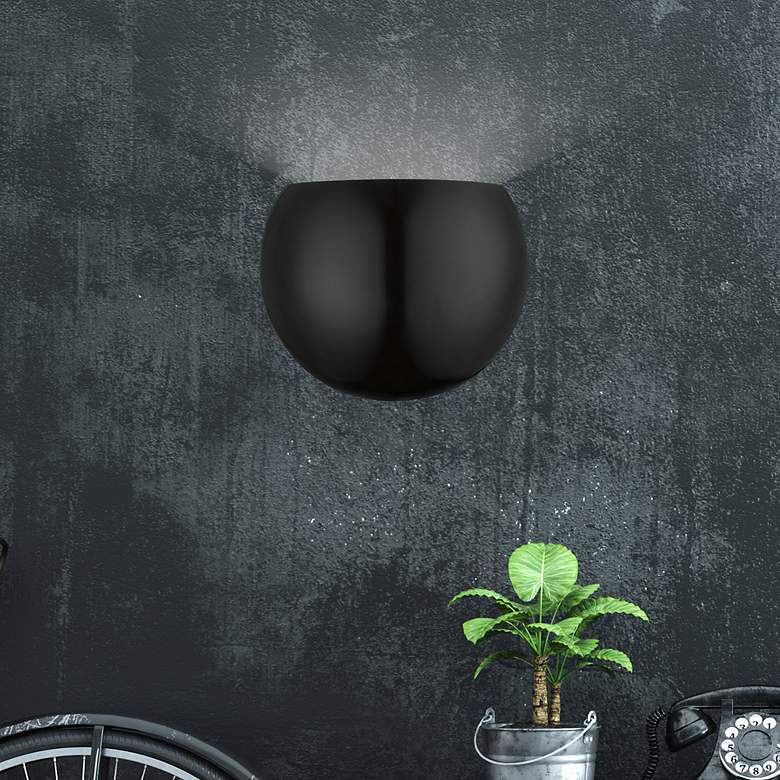 Image 1 Piedmont 1 Light Shiny Black Wall Sconce