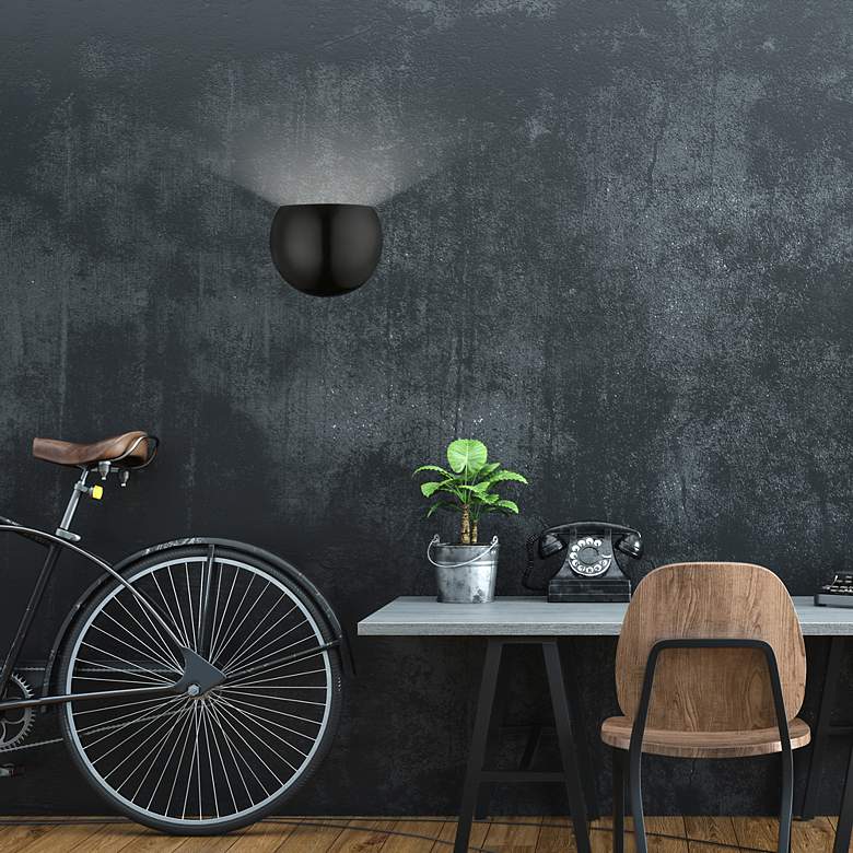 Image 7 Piedmont 1 Light Shiny Black Wall Sconce more views