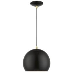 Piedmont 1 Light Shiny Black with Polished Brass Accents Globe Pendant