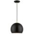 Piedmont 1 Light Shiny Black with Polished Brass Accents Globe Pendant