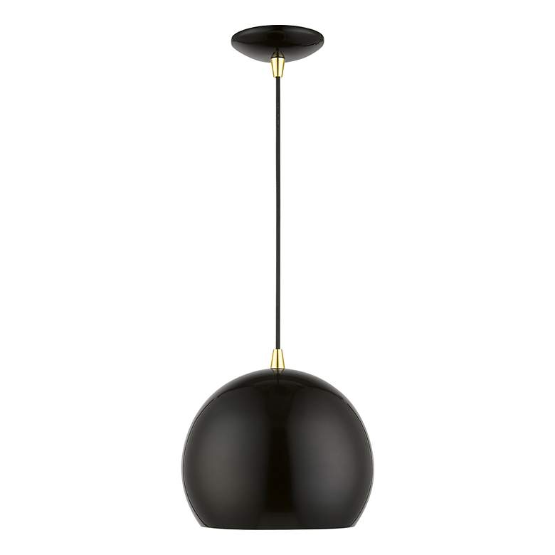 Image 3 Piedmont 1 Light Shiny Black with Polished Brass Accents Globe Pendant more views