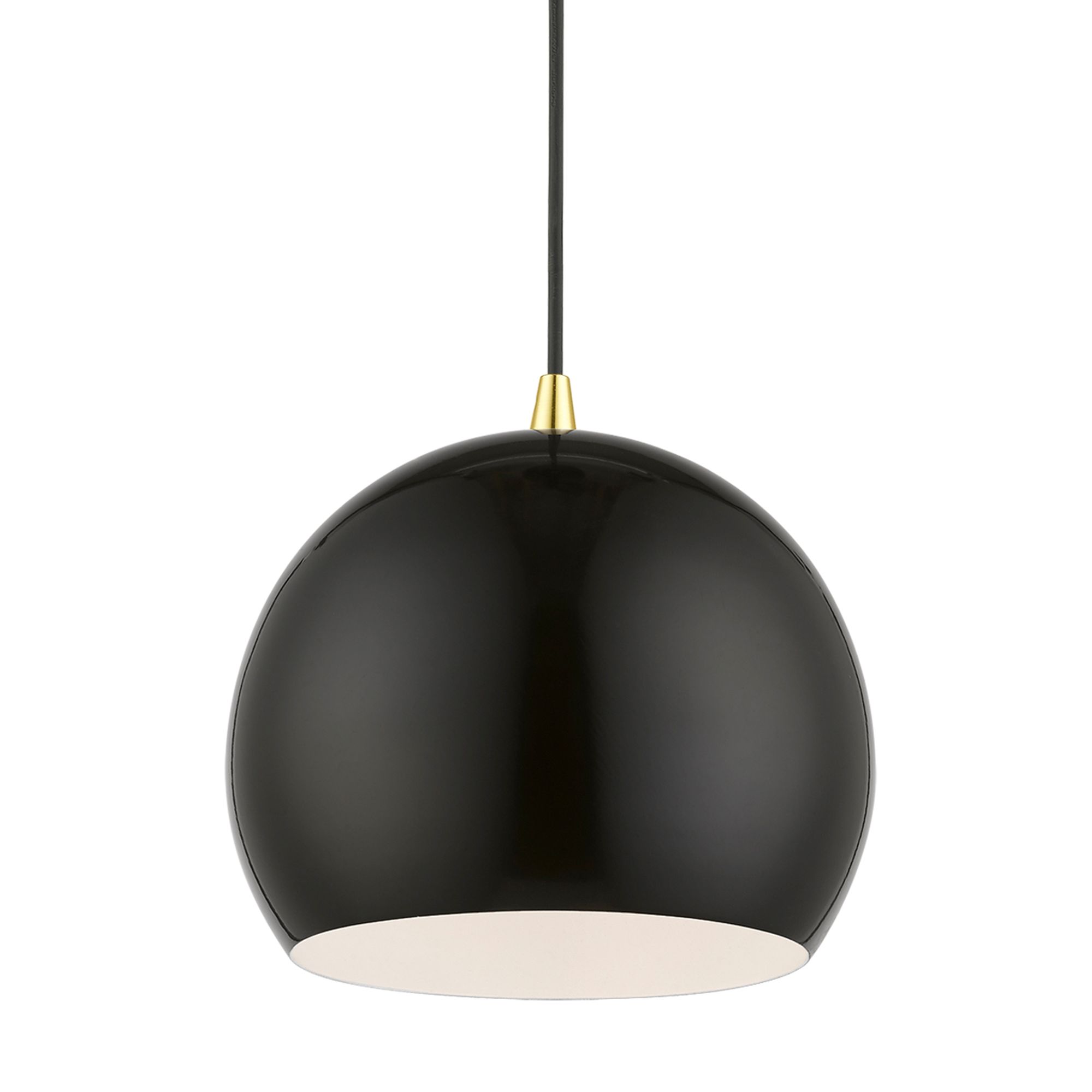 Image 4 Piedmont 1 Light Shiny Black with Polished Brass Accents Globe Pendant more views