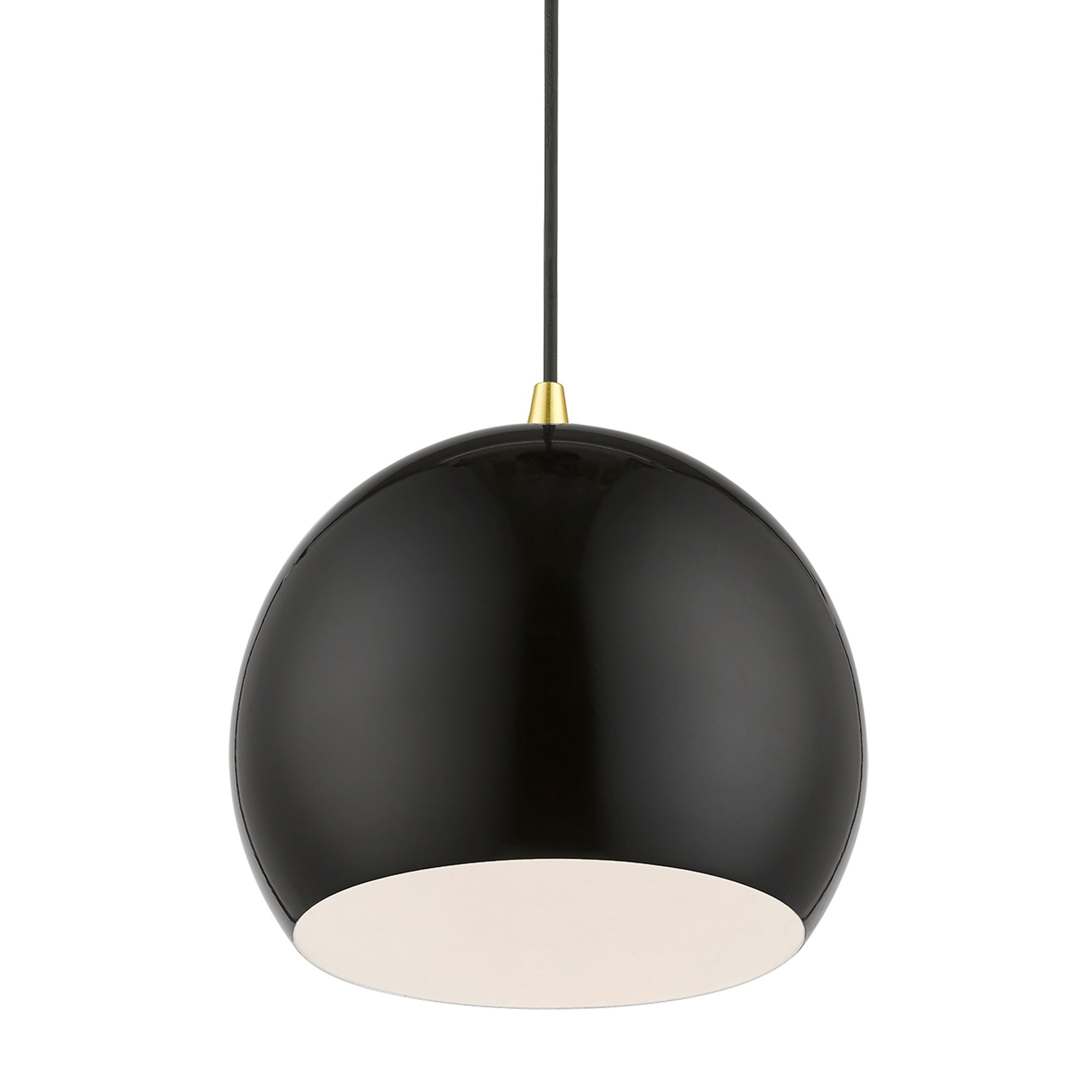 Image 5 Piedmont 1 Light Shiny Black with Polished Brass Accents Globe Pendant more views