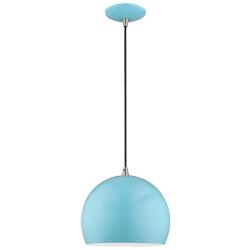 Piedmont 10" Wide Shiny Baby Blue Dome Mini Pendant