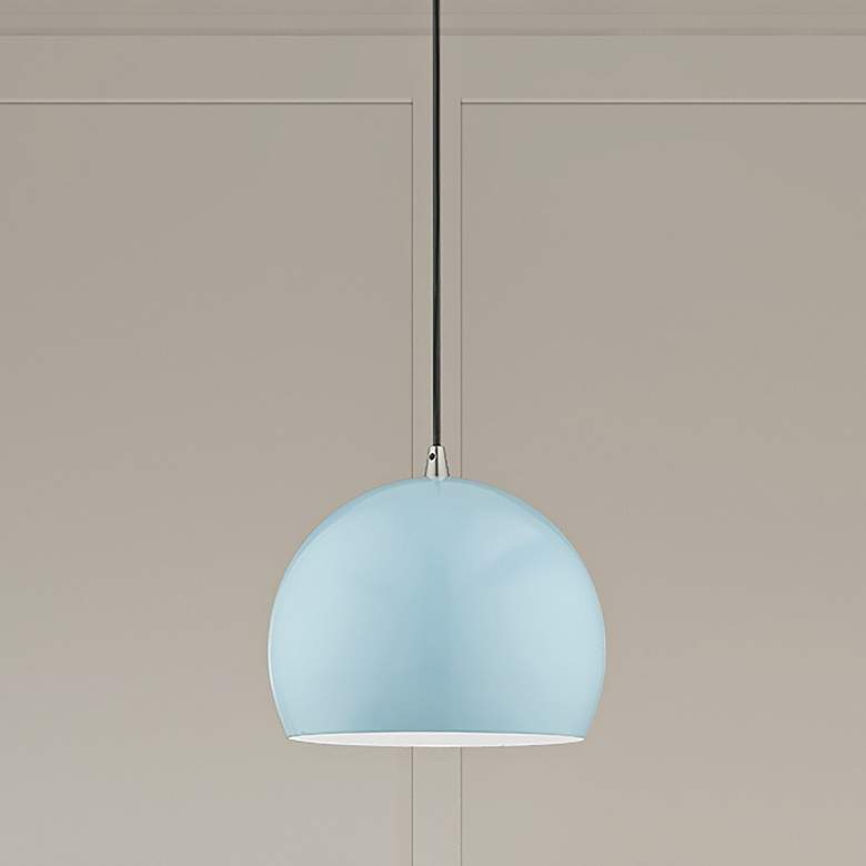Image 2 Piedmont 10" Wide Shiny Baby Blue Dome Mini Pendant